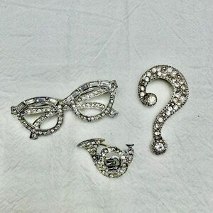 Vintage Rhinestone Brooches lot of 3